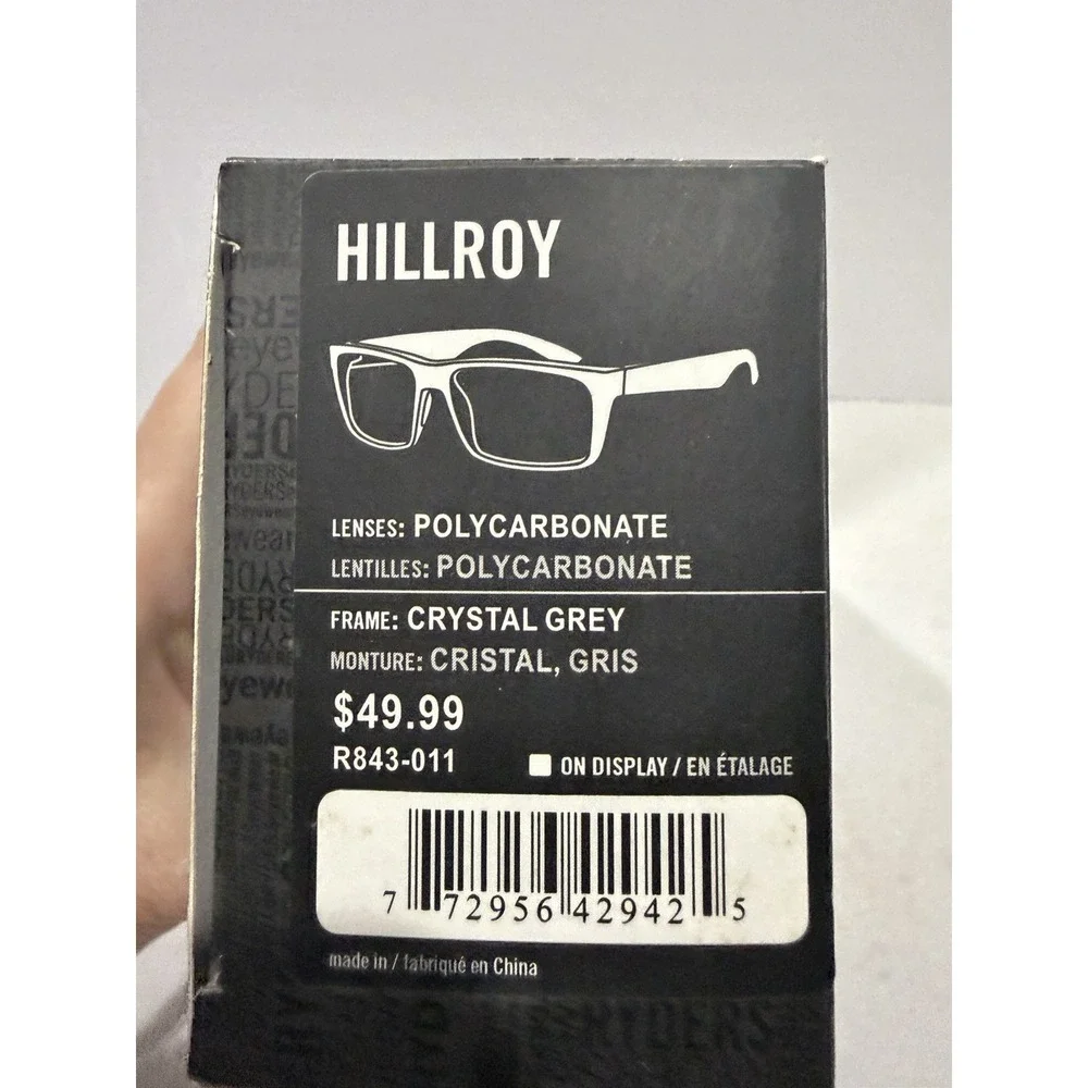 Ryders Hillroy R843-001 Sunglasses Crystal Grey Polycarbonate NWT W/Box & Pouch